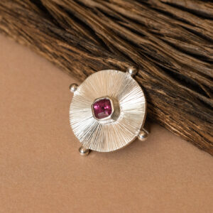Broche Élan - prata e turmalina rosa