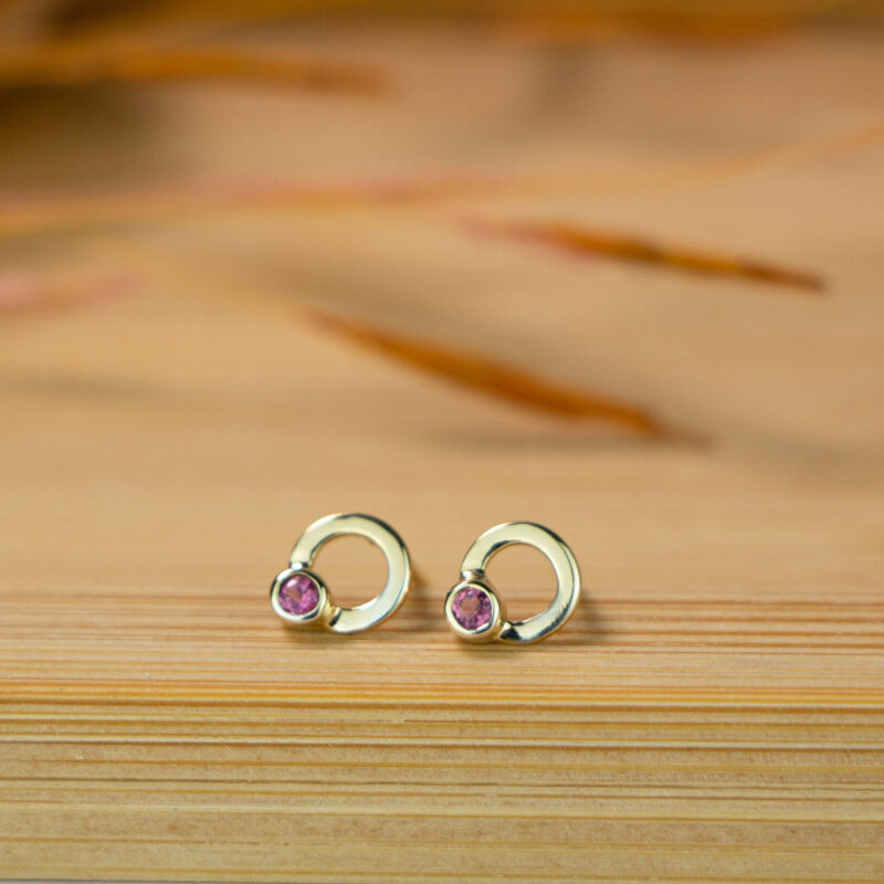 Brinco Soleil - ouro 18k e turmalina rosa