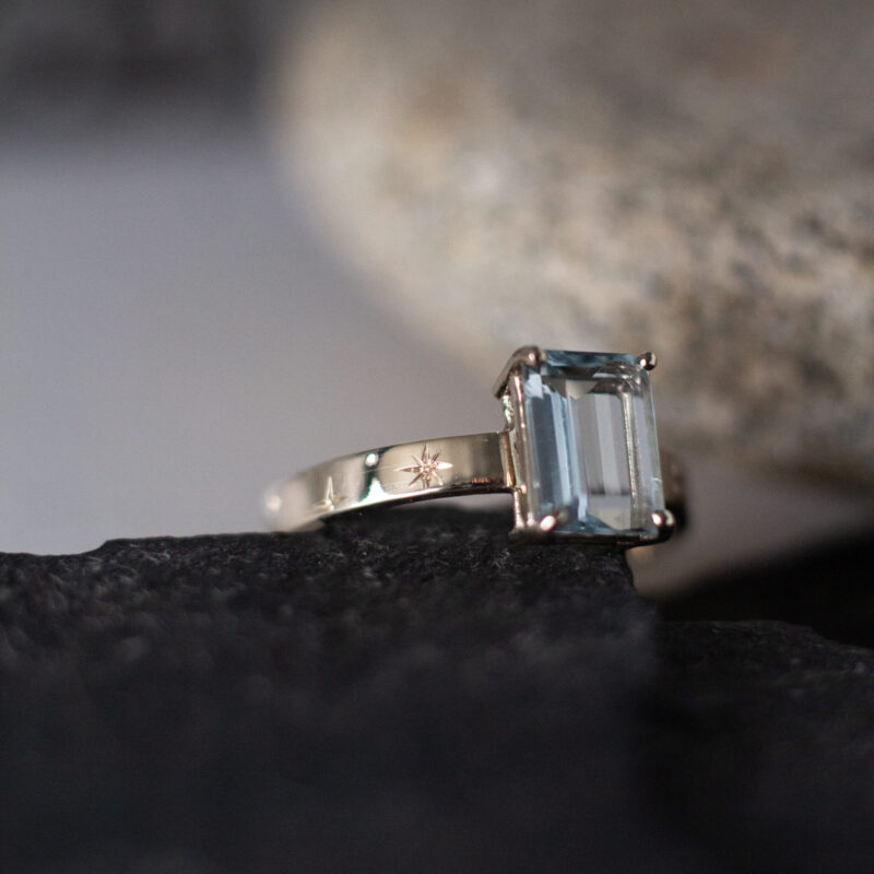 Weddel - ouro branco 18k e água-marinha